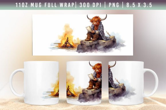 Download 3D Highland Cow Mug Wrap Designs - Premium Resources