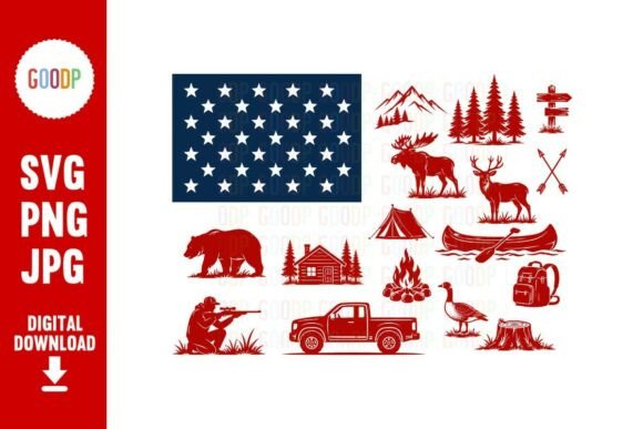 Download USA Camping Hunting Flag SVG - Usa Collection