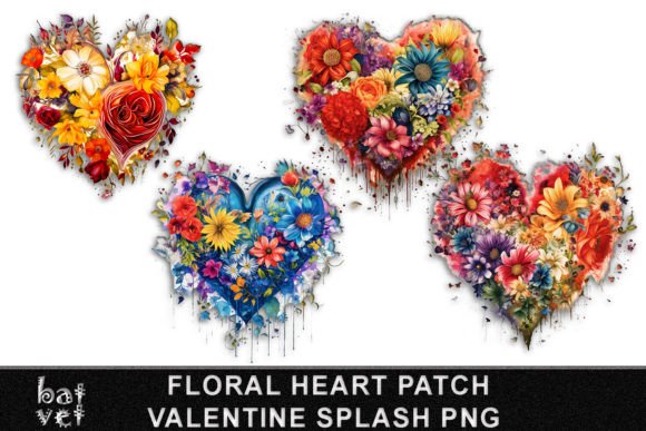 Download Floral Heart Splash Patch Bundle Design - Heart splash Collection