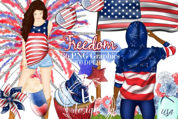 Download 4th of July Clipart, USA Fashion Girl - Usa Collection