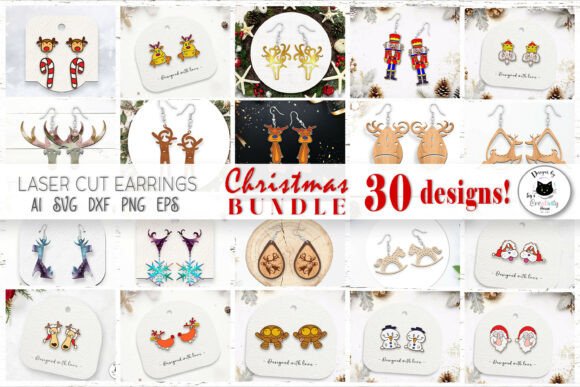Download Christmas Earrings Laser Cut Big Bundle - Big bundle Collection