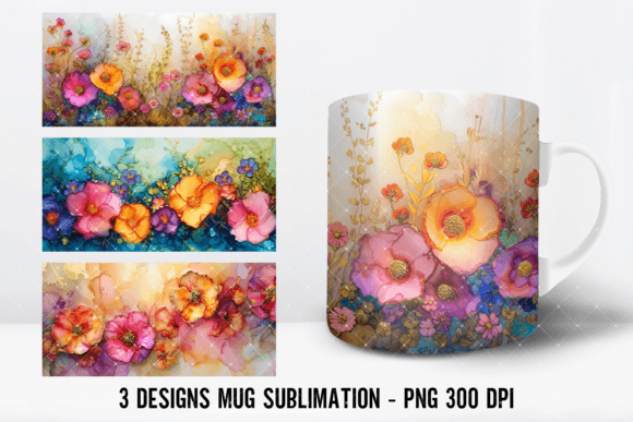 Download Wild Flowers Alcohol Mug Wrap Designs - Mug wrap designs Collection
